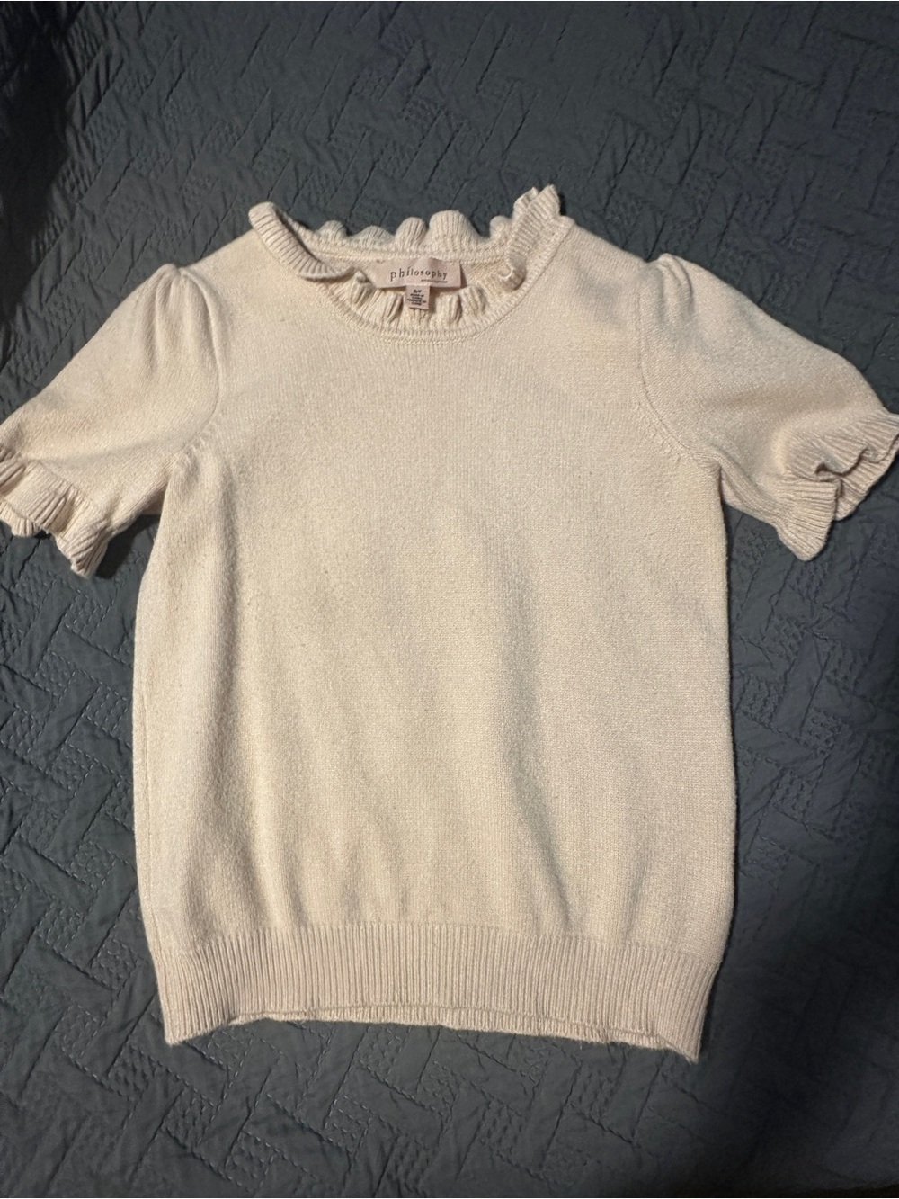 Philosophy Cream Ruffle Neck Knit Top